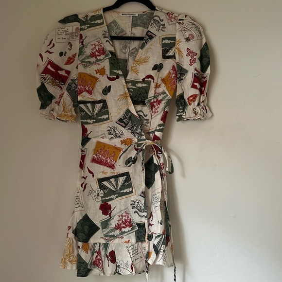 Reformation Postcard Print Carmelo Wrap Dress - Picture 2 of 4